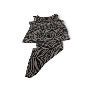 IMAN Black and Tan Zebra Print Top